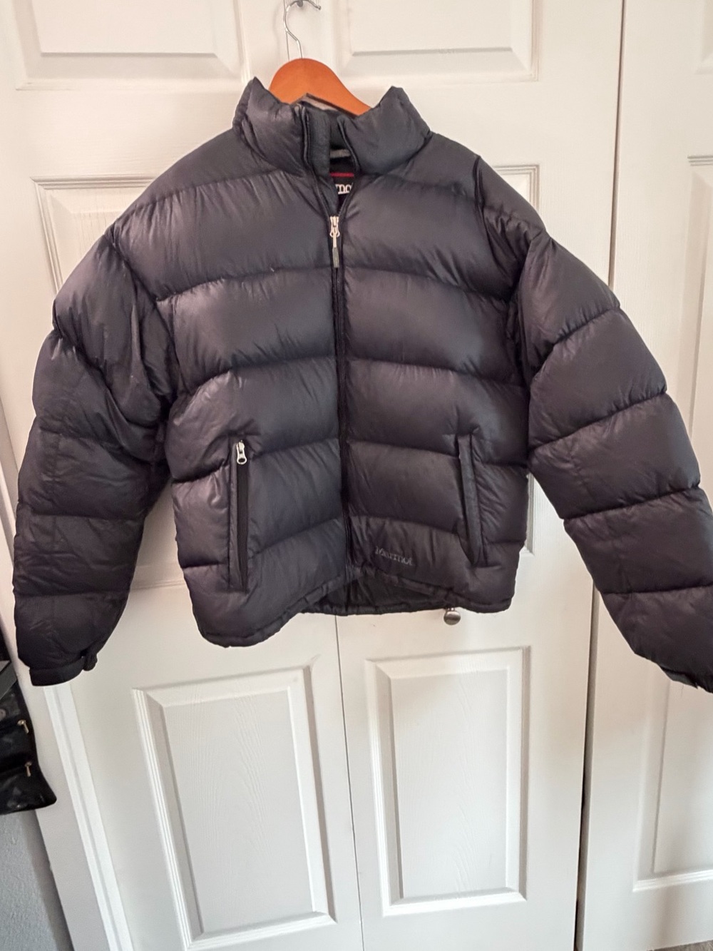Marmot Black Goose Down Puffer Jacket Size Large Vintage Winter Coat